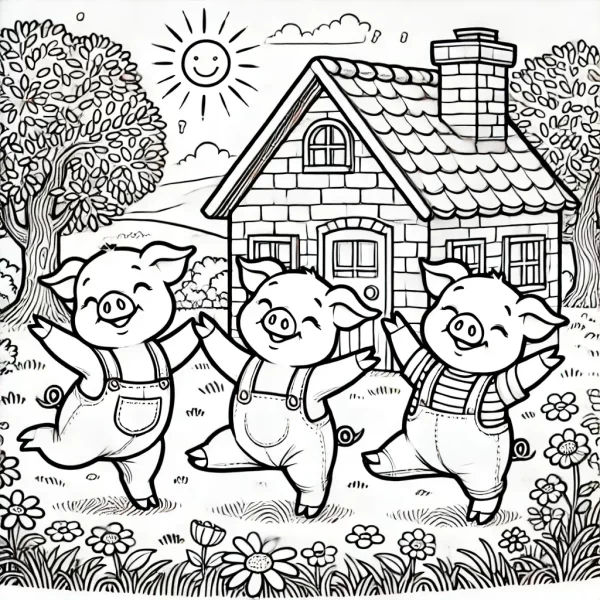 Cuento infantil para colorear y leer Los Tres Cerditos